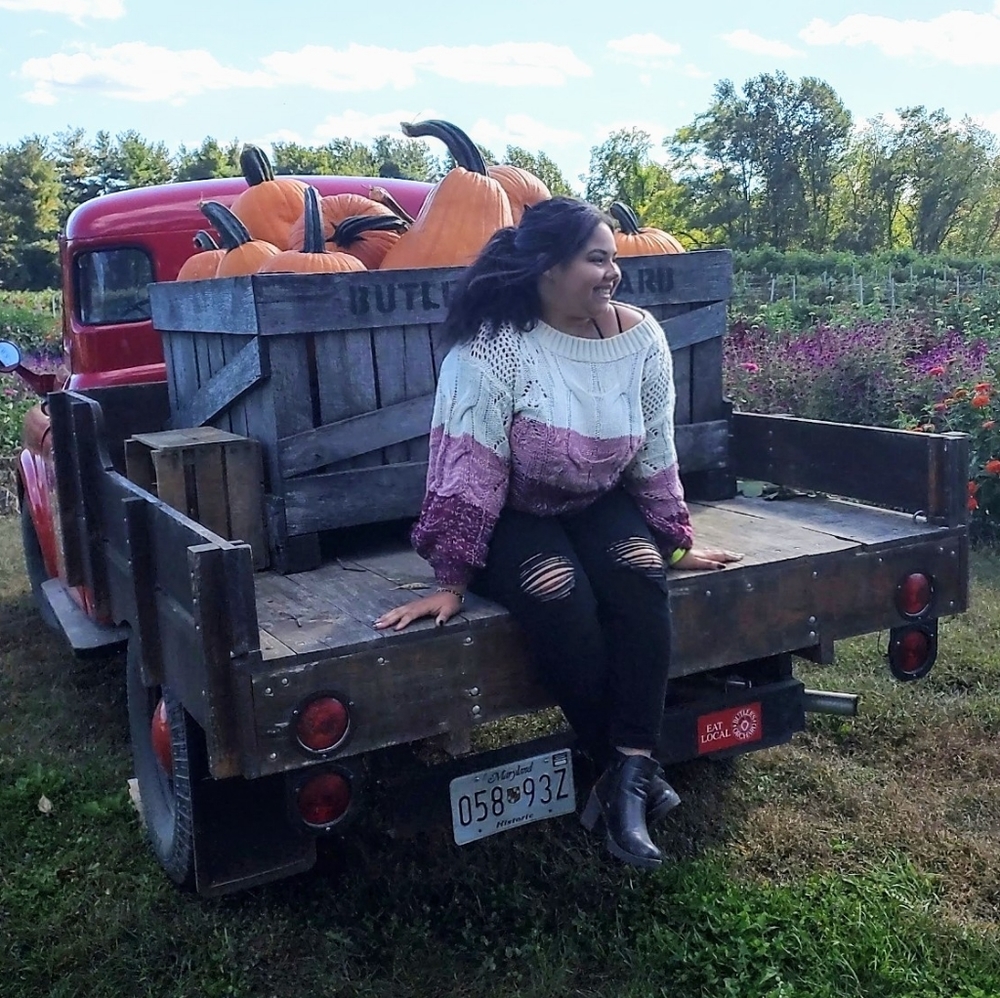 Chunky purple color block sweater